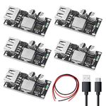 Youmile 5PCS DC-DC USB Buck Converter Step-Down Module 6-32V 12V 24V to 5V QC 3.0 Charging Module Voltage Regulator Power Supply Module with 24AWG Wire, USB Type C Cable