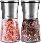 Salt and Pepper Grinder Set, Trofoty Stainless Steel Adjustable Ceramic Sea Salt Grinder & Pepper Mill Set, Glass Salt and Pepper Shakers Pepper Mill Salt Mill (Set of 2)