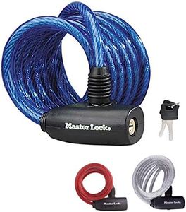 Master Lock Self-Coiling Cable Bike Lock with 2 Keys - Heavy Duty Anti-Theft Bicycle Lock - Cable Locks with Keys - 1.80 Metre x 8 mm Diameter