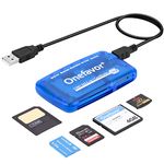 Onefavor SmartMedia Cards Reader Writer, All-in-1 USB Universal Multi Card Adapter Slim Hub Read Smart Media SD, XD, CF, MMC, MS Pro Duo, Camera Flash Memory Cards Reader for Windows, Mac, Linux