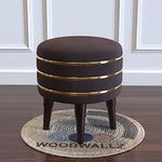 WOODWALLZ Velvet Upholstered Stool Ottoman- Sofa Side Stool Small Ottoman Footrest Stool Makeup Chair- Upholstered Century Modern Vanity Stools for Bedroom and Girls Room Living Room (Brown)