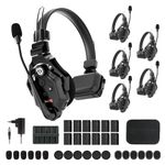 Hollyland Solidcom C1 Full Duplex Headset Wireless Intercom System,1100ft Team Communication/Group Talk, Single Ear Headset with 1 Master & 5 Remote Headphone Microphone(6 Users)