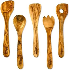 Olive Wood Cooking and Serving Utensils, Set of Five 12 inch utensils