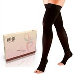 VERICCO WELLNESS Compression Stockings for Women and Men | Class 2 Thigh Length Medical Socks for Varicose Vein and Leg Pain Relief | 23-32 mm Hg | Compression Socks, Pair of 2, Black (XLarge)