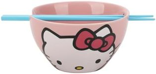 Hello Kitty Big Face 20 Oz Pink Ramen Bowl With Chopsticks