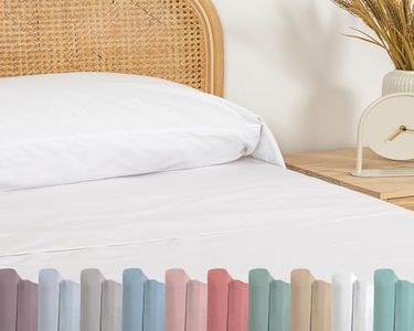 TRAMAS+ Sabanas 150x190 / 200cm 100% algodón, Suave y Traspirable, Juego de sábanas 4 Piezas, Sabana Bajera Ajustable, Encimera, 2 Fundas de Almohada 90x45cm, Certificado Oeko Tex- (Cama 150, Blanco)