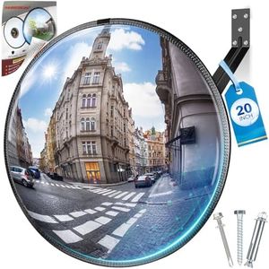 Narremcoy 20" HD Acrylic Convex Mirror - 160 Adjustable Wide Angle View, Leather Frame & ABS Back, Blind Spot Mirror for Indoor/Outdoor Use in Garage, Warehouse, Driveway, Store & Office Security
