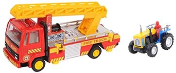 Centy Toys Fire Ladder Truck, Yellow Pull Back Tractor - Adult