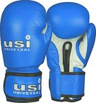 USI Amateur Contest Competition Boxing Leather Gloves Maximum Protection Shock Absorbing Pair in Blue Color (12oz)