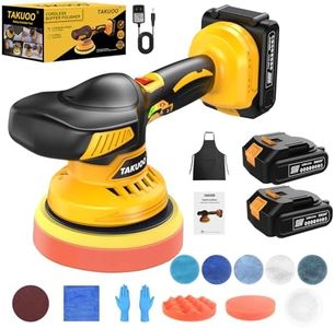 Takuoo Cordless Car Buffer Polisher, 6 Inch Portable Wireless Polishing Waxer Machine Kit with 2Pcs 21V 2.0Ah Battery, 6 Variable Speed Orbital Polisher for Car Detailing Waxing with 9Pcs Attachments