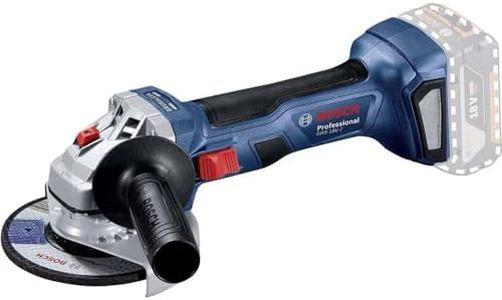 Bosch Professional 18V System Cordless Angle Grinder GWS 18V-7 (125 mm disc diameter, protective guard, Aux. Handle, backing flange, locking nut, without battery/charger, in box)