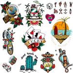 CARGEN Waterproof Temporary Tattoos Vintage Tattoo for Women Men American Traditional Tattoo Flower Old School Stickers for Party