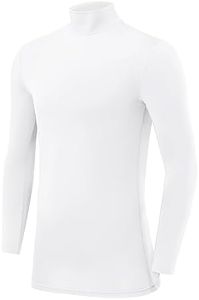 PowerLayer Maglia da Bambino a Manica Lunga Collo Alto a Compressione - Bianco, 10-12 Anni
