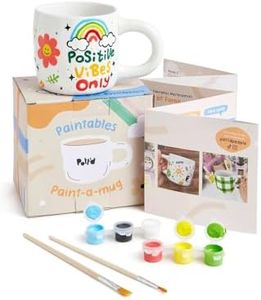 Pott'd Paintables Paint-a-Mug Kit Single Pottery Painting Kit for Adults Ceramic Painting Kit Includes Mugs, Paints, Brushes and Painting Inspiration Guide