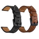 LDFAS Compatible for Fossil 22mm Band, (2 Pack) Leather Strap with Black Buckle Compatible for Fossil Gen 5 Carlyle/Julianna/Garrett HR, Q Explorist, Gen 5E 44mm, Sport 43mm, Smartwatch, Brown+Black