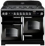 Rangemaster CLA110DFFBL/C Freestanding Range Cooker, Two Fan Ovens, AA Rated, 6 Burner Gas Hob, Black