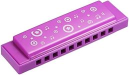 PATIKIL Translucent Harmonica Assorted Colors 10 Holes Purple ABS Harp Mouth for Educational Musical Instruments Beginners Adults Professionals