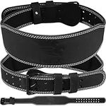 WFX Weight Lifting Belt Gym Fitness Padded Lumbar Back Support Adjustable Holes Leather Belt 4" for Bodybuilding Powerlifting Weightlifting Deadlift Squats Exercise Workout Strength (M, Black 4 Inch)