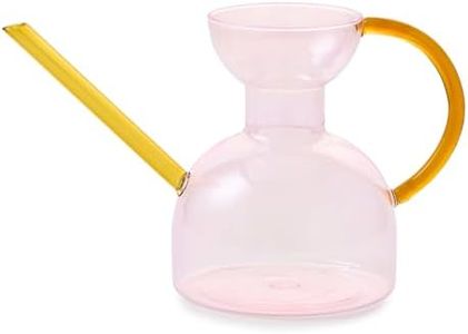 Modern Sprout Plant Watering Can - Handcrafted from Borosilicate Glass - Long Spout Vessel for Indoor Plants - 32 Oz Capacity - Multipurpose Watering Can and Flower Vase for Houseplants (Pink/Gold)