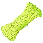 EXTEDRG 20 Meters Reflective Paracord 9-Strand 4mm Rope Reflective Rope Tarp Tent Rope Camping Survival Cord (Fluorescent Green)