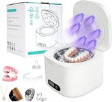 DKOXT Ultrasonic Retainer Cleaner Machine, Upgraded 49kHz Ultrasonic Cleaner for Denture, Night Guards, Mouth Guard Braces, Jewelry, Necklaces, Watch Strap, Digital Timer Dental Cleaning Pod, 304 Stainless Steel Tank (White)