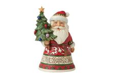 Enesco Jim Shore Heartwood Creek Santa Holding Tree Miniature Figurine, 3.66 Inch, Multicolor