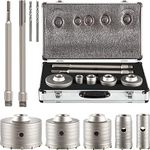 VEVOR Concrete Hole Saw Kit, 1-2/11", 1-3/5", 2-9/16", 3-5/32", 3-15/16" Drill Bit Set SDS Plus & SDS MAX Shank Wall Hole Cutter with a 4-1/3" Connecting Rod for Concrete, Cement, Stone Wall, Ma