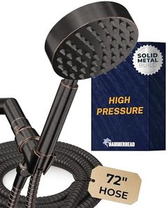 HammerHead Showers® ALL METAL Handheld Shower Head with Hose and Brass Holder - OIL RUBBED BRONZE - 2.5 GPM High Pressure Shower Heads with Adjustable Shower Wand Bracket - 6ft Flexible Extension