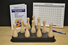 Zieglerworld Table Shuffleboard Bowling Brown Pins - Pinsetter Rack - Rules & Regulation Booklet & Score Card