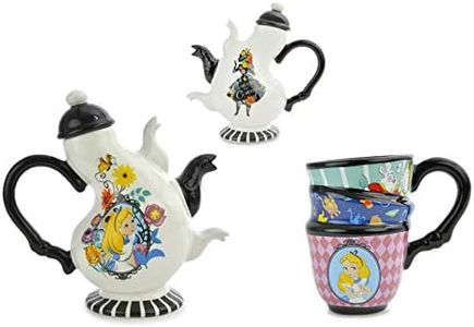 Disney Alice in Wonderland Ceramic Tea Set, 17 oz Teapot with Lid + Tea Cup