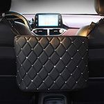 eing Bling Car Net Pocket Organizer, Pu Leather Purse Holder for Car, Automotive Consoles Barrier Pet Kids Mesh Bag, Front Seat Driver and Passenger Storage Netting Pouch with Crystal Diamonds,Black