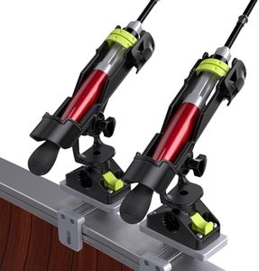 Fishing Rod Holders for Boat, Fishing Boat Rod Holder with Square Rail Mount Track Mount, 360 Degree Adjustable Fishing Pole Holders Fishing Rod Rack 2Pack