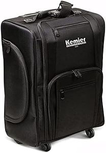 Kemier Travel Makeup Train Case - Professional Rolling Cosmetic Case on Wheels Nylon Large Trolley Organizer Storage Bag Black