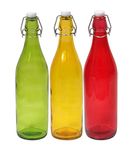 MACHAK Glass Baatli Water Bottle - 1 L (Multicolour, Set of 3)