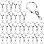 Roctee 50 pcs Lobster Clasp Key, Keychain Clip, Swivel Clasps Lanyard Snap Hook, DIY Crafts Key Chain, Lobster Claw Clasp (Silver)