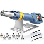 TLBZK Hot Air Rework Station, 8018 110V Portable SMD Solder Station Heat Gun Digital Temperature Display with Nozzles Tweezers