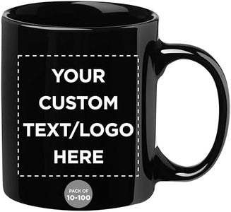 Custom Ceramic Coffee Mugs 11 oz. Set of 100, Personalized Bulk Pack - Coffee cup set, Iced coffee cup, Gaming mug - Black