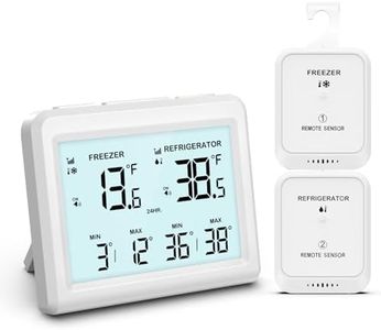 AMIR Wireless Refrigerator Thermometer, Digital Fridge and Freezer Thermometer with Alarm, Freezer Alarm with 2 Sensors, 3.7 inch LCD Fridge Thermometer for Home and Restaurants