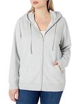 Amazon Essentials Women's French Terry Fleece Full-Zip Hoodie (Available in Plus Size), Light Grey Heather, Medium