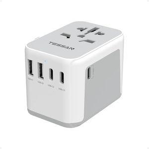 TESSAN Universal Travel Adapter, International Power Adapter 5.6A 28W 3 USB C 2 USB A Ports, Travel Worldwide Plug Adaptor, Outlet Wall Charger for Europe UK EU AUS (Type C/G/A/I)