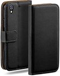 MoEx Flip Case for Huawei Ascend G630, Mobile Phone Case with Card Slot, 360-Degree Flip Case, Book Cover, Vegan Leather, Deep-Black