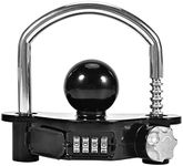 HonesaLoc Trailer Hitch Locks U-Shape Universal Adjustable Storage Security Heavy Duty Patent Design Trailer Coupler Lock with Combination Lock - Black