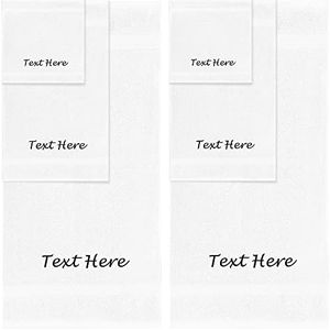 Personalized Passion 6 Pack Super Soft & Absorbent Turkish Cotton Towel Set - Includes 2 Bath Towels, 2 Hand Towels, 2 Washcloths - White