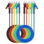 5 PCS Double Ended Alligator Clips 10A Test Lead Wire Cable with Insulators Clips Test Flexible Copper Cable for Electrical Testing 5 Colors 1M/39in