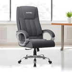 beAAtho® Berlin Orthopedic Boss Chair with 3-Years Warranty by beAAtho, Leatherette Executive Office Chair Ergonomic High- Back Chair-Cushioned Seat & Armrests, Metal Base. (Fabric Grey)