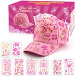 Gifts for Girls Decorate Your Own Water Baseball Cap, Art and Crafts for Girls with Glitter Gem Unicorn Stickers, Back to School Birthday Present Girls Age 4 5 6 7 8 9 10 11 Year Old DIY Baseball Cap