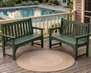 AreShark HDPE Outdoor Bench, 2-Pack Weatherproof Garden Bench, Dark Green