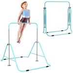 HOMCOM Kids Gymnastics Bar, Foldable Horizontal Bars w/Adjustable Height, Training Bar w/Triangle Base - Green