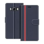 COODIO Phone Case For Samsung Galaxy J7 2016, Magnetic Flip Leather Case For Samsung Galaxy J7 2016 Wallet Case, Dark Blue/Red