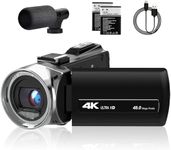 4K Video Camera Camcorder 48MP Vlogging Camera for YouTube 18X Digital Zoom,3.0" 270 Degree Rotation Screen Camera Recorder with Microphone, 2 Batteries